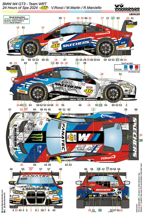 LBプロダクション 24123 1/24 BMW M4 GT3 - チームWRT スパ24時間 2024 #46 - V.Rossi / M.Martin / R.Marciello