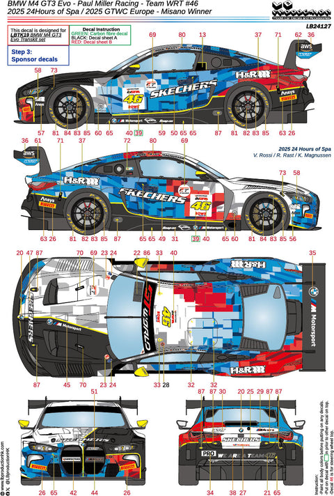 LBプロダクション 24127 1/24 BMW M4 GT3 Evo - チームWRT #46 2025 スパ24時間 / 2025 GTWC ヨーロッパ - ミサノ 優勝