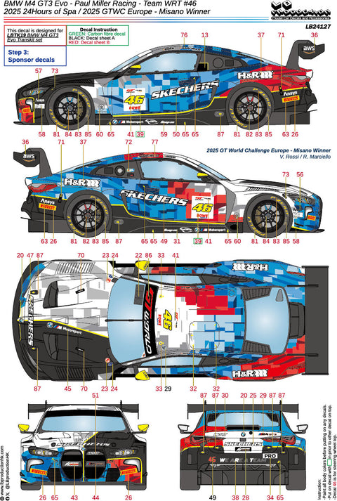 LBプロダクション 24127 1/24 BMW M4 GT3 Evo - チームWRT #46 2025 スパ24時間 / 2025 GTWC ヨーロッパ - ミサノ 優勝