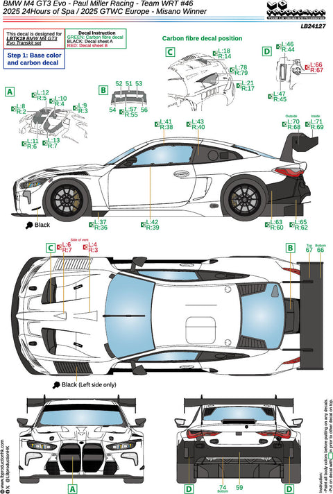 LBプロダクション 24127 1/24 BMW M4 GT3 Evo - チームWRT #46 2025 スパ24時間 / 2025 GTWC ヨーロッパ - ミサノ 優勝