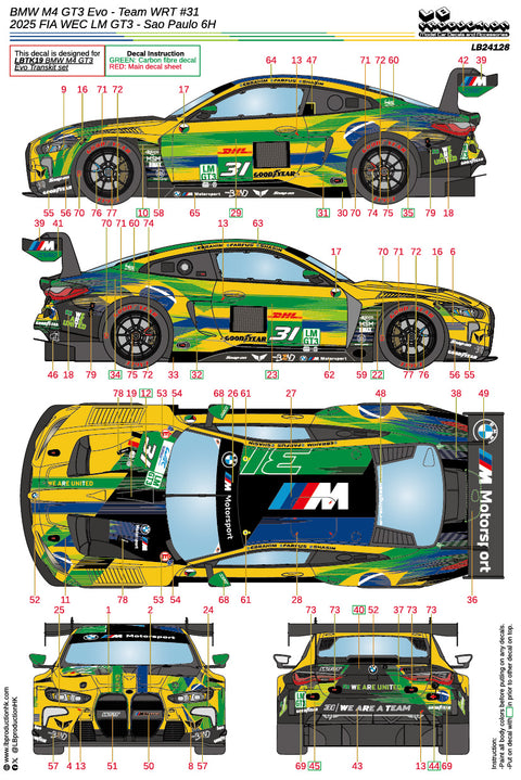 LBプロダクション 24128 1/24 BMW M4 GT3 Evo - チームWRT #31 - 2025 FIA WEC - サンパウロ6時間 - LMGT3