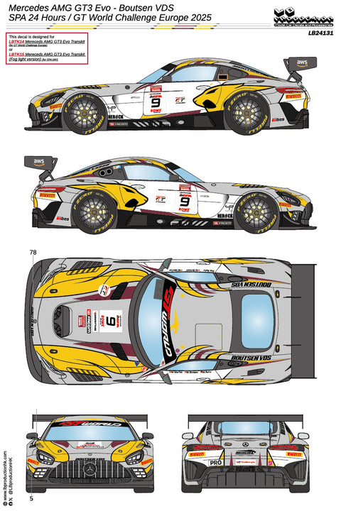 LBプロダクション 24131 1/24 メルセデスAMG GT3 Evo - ブーツェンVDS スパ24時間 / GTワールドチャレンジ ヨーロッパ 2025