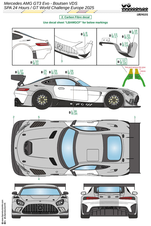 LBプロダクション 24131 1/24 メルセデスAMG GT3 Evo - ブーツェンVDS スパ24時間 / GTワールドチャレンジ ヨーロッパ 2025