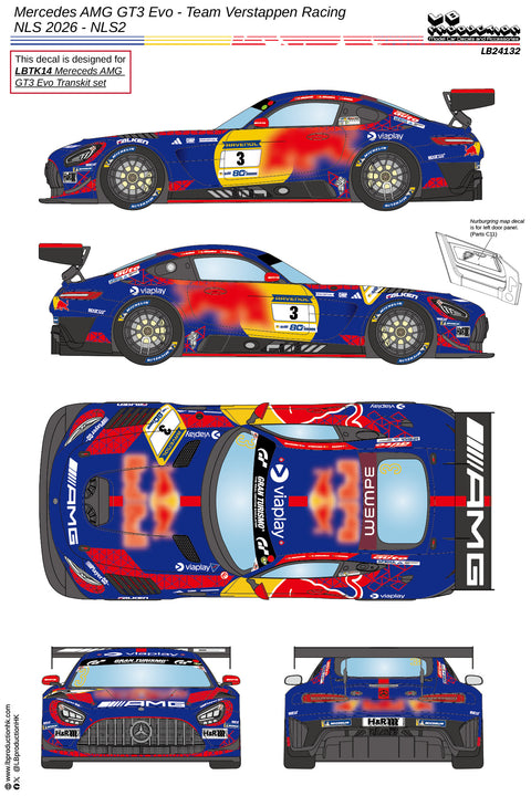 LBプロダクション 24132 1/24 メルセデスAMG GT3 Evo - チーム・フェルスタッペン・レーシング NLS 2026 - NLS2