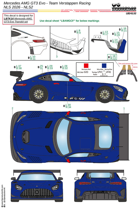 LBプロダクション 24132 1/24 メルセデスAMG GT3 Evo - チーム・フェルスタッペン・レーシング NLS 2026 - NLS2