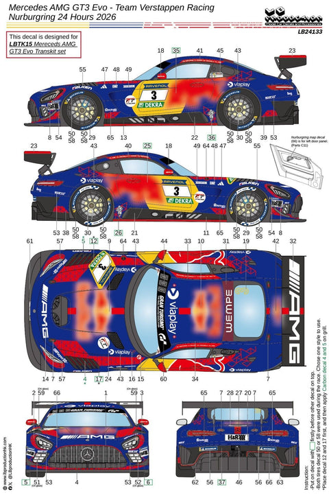 LBプロダクション 24133 1/24 メルセデスAMG GT3 Evo - チーム・フェルスタッペン・レーシング - 2026 ニュルブルクリンク 24時間