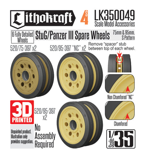 リソクラフト LK350049 1/35 WWII ドイツ III号戦車&III号突撃砲用予備転輪 75mm&95mm幅 パターンS (6個入)