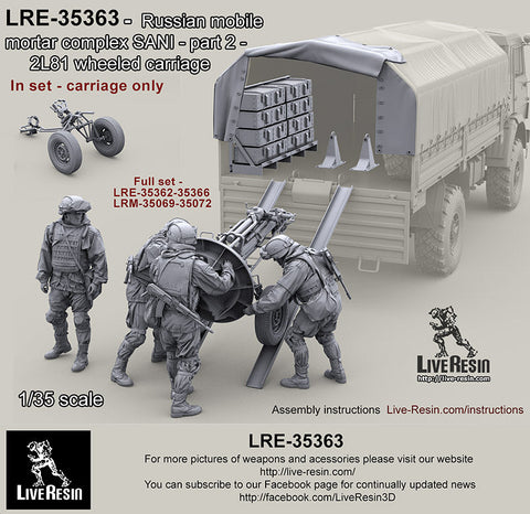 ライブレジン 1/35 LRE35363 ロシア 2B11 120mm迫撃砲 サニ - part 2 - 2L81 ホイール付きキャリア