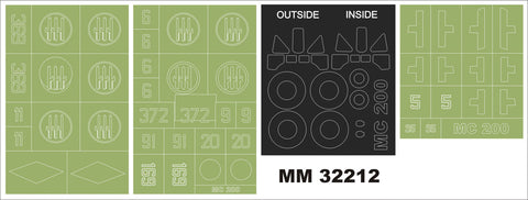 モンテックス MM32212 1/32 マッキ MC.200 サエッタ 2キャノピーマスク(両面) + 3記章マスク (イタレリ2516用)