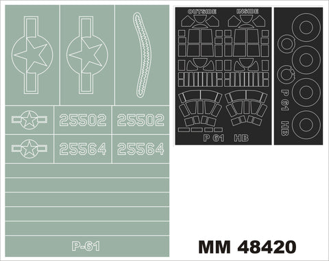 モンテックス MM48420 1/48 P-61A(ホビーボス用)マスキングシート(キット付属デカールと置換)