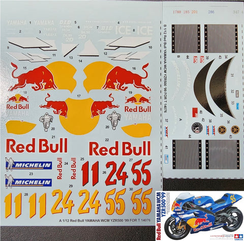 カレドモデル MS045 1/12 ヤマハ レッドブル YZR500 99' オートバイモデルデカール 14076 (タミヤ用)