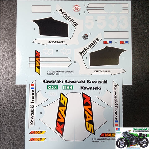 カレドモデル MS051 1/12 川崎 KR1000F 耐久レース オートバイモデルデカール 14012 (タミヤ用)