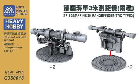 MUYIモデル G350018 1/350 ドイツ海軍 3m測距儀(2種) 超精密3Dプリントキット 4個入り