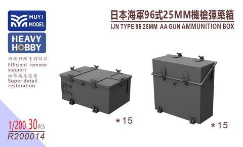 MUYIモデル R200014 1/200 日本海軍 九六式25mm機銃用弾薬箱(超精密3Dプリントキット・30個入り)