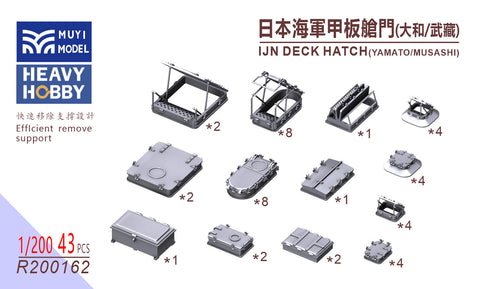 MUYIモデル R200162 1/200 日本海軍艦艇甲板ハッチ(大和・武蔵) 超精密3Dプリントキット(43パーツ入り)(モノクローム用)