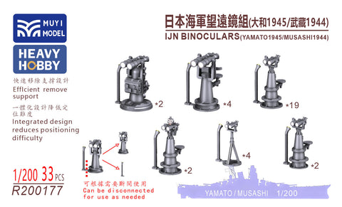 MUYIモデル R200177 1/200 日本海軍 双眼鏡(大和1945 / 武蔵1944)モノクロ仕様 超精密3Dプリントキット(33パーツ)