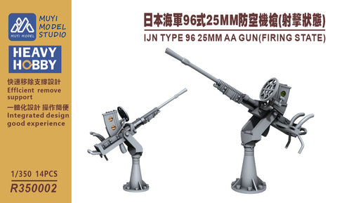 MUYIモデル R350002 1/350 日本海軍 九六式25mm機銃(射撃状態) 超精密3Dプリントキット(14挺入り)