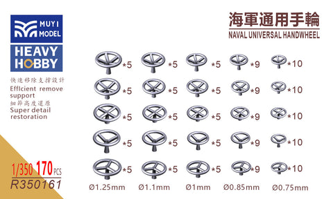 MUYIモデル R350161 1/350 NAVAL 汎用ハンドホイール 超精密3Dプリントキット(170パーツ入り)