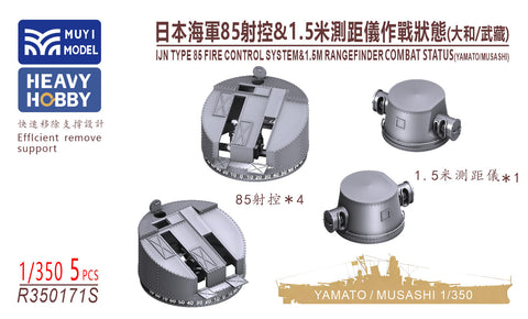 MUYIモデル R350171S 1/350 タミヤ / ビーバー / ベリーファイア用 日本海軍 八五式射撃指揮装置&1.5m測距儀(大和・武蔵)戦闘状態・超精密3Dプリントキット(5個入り)