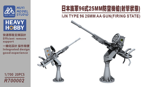 MUYIモデル R700002 1/700 日本海軍 九六式25mm機銃(射撃状態) 超精密3Dプリントキット(20挺入り)