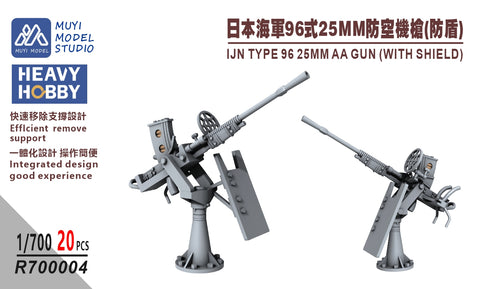 MUYIモデル R700004 1/700 日本海軍 九六式25mm機銃(防盾付き) 超精密3Dプリントキット(20挺入り)