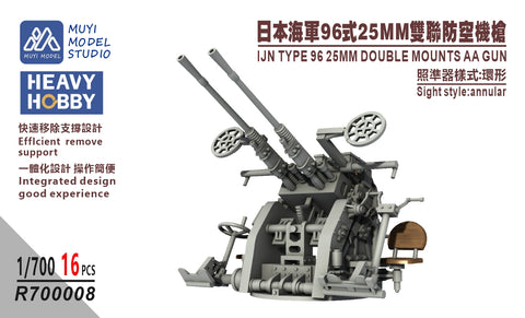 MUYIモデル R700008 1/700 日本海軍 九六式25mm連装機銃 超精密3Dプリントキット(16基入り)