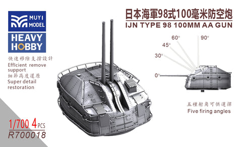 MUYIモデル R700018 1/700 日本海軍 九八式 100mm高角砲 超精密3Dプリントキット(4基入り)