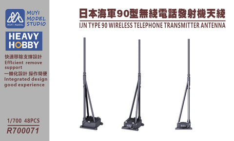 MUYIモデル R700071 1/700 日本海軍 九〇式無線電話送信機用アンテナ 超精密3Dプリントキット(48個入り)