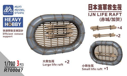 MUYIモデル R700087 1/700 日本海軍 救命筏 超精密3Dプリントキット(3個入り)