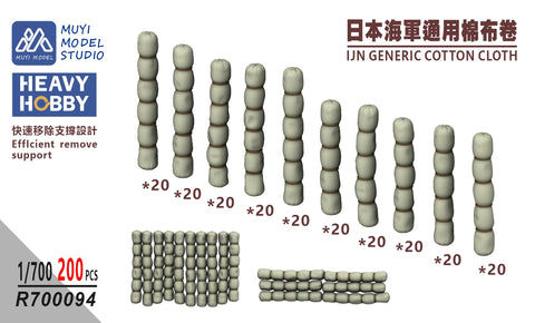 MUYIモデル R700094 1/700 日本海軍 汎用布製カバー(3Dプリント製・超精密キット・200個入り)