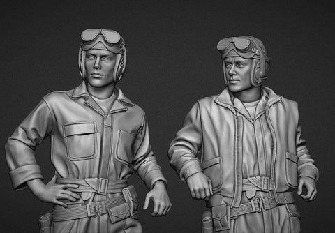 パンツァーアート FI35-118 1/35 WWIIアメリカ カバーオールの戦車兵 2体セット