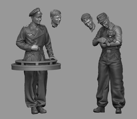 パンツァーアート FI35-121 1/35 WWIIドイツ 突撃砲 クルーと仔犬 2体セット