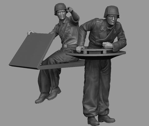 パンツァーアート FI35-127 1/35 WWIIドイツ 進め! 突撃砲 行動中のクルー 2体セット