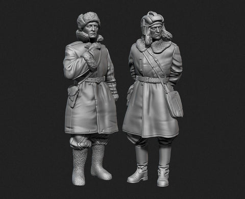 パンツァーアート FI35-130 1/35 WWIIソビエト シープスキンコートを着た戦車 司令官 2体セット