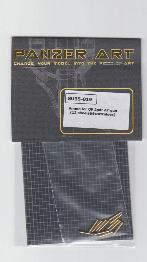(生産休止)パンツァーアート SU35-019 1/35 WWIIイギリス QF 2ポンド戦車砲砲弾 (砲弾12・カートリッジ6) A12 マチルダ巡行戦車