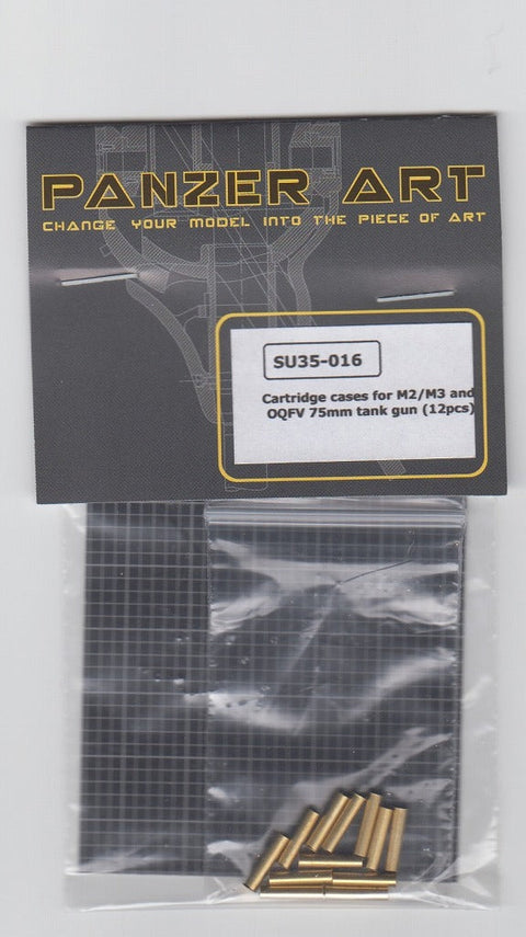(生産休止)パンツァーアート SU35-016 1/35 WWIIアメリカ M2/M3 and OQFV 75mm戦車砲 薬莢 (12個入) M3リー, M4 シャーマン 75,クロムウェル