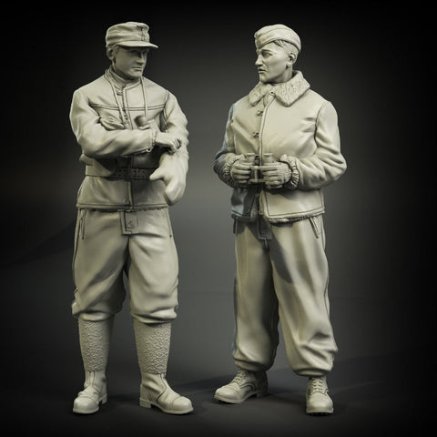 パンツァーアート FI35-029 1/35 WWIIドイツ 武装親衛隊戦車兵士官 冬季装備 2体セット