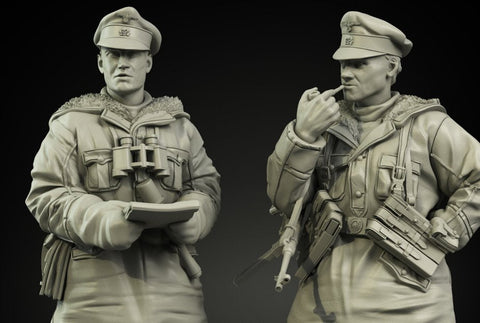 パンツァーアート FI35-062 1/35 WWIIドイツ 武装親衛隊 防寒服 将校 2体セット
