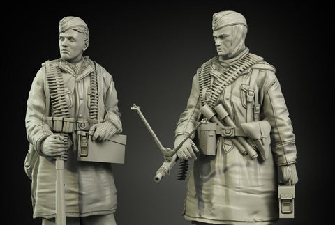 パンツァーアート FI35-065 1/35 WWIIドイツ 武装親衛隊 防寒服 MG-42 2体セット