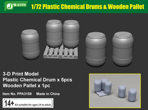 J's Work PPA3159 1/72 3Dプリント プラスチック化学ドラム・木製パレット