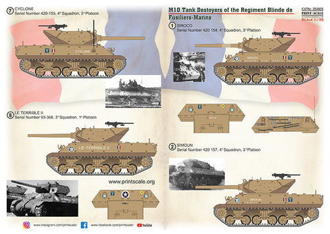 プリントスケール 35-005 1/35 装甲連隊のM10駆逐戦車-フュージリアー海兵隊(フランス)