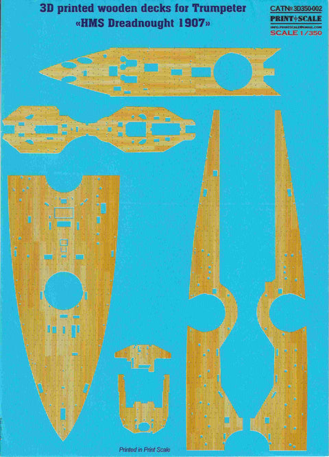 プリントスケール 3D350-002 1/350 HMSドレッドノート 3Dプリントウッドデッキ(トランぺッター用)