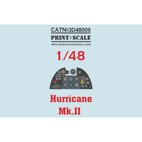 プリントスケール 1/48 3D48-009 Hurricane MKII 計器盤 3Dデカール