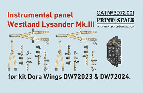 プリントスケール 3D72-001 1/72 ウェストランドライサンダーMk.III インストルメンタルパネル