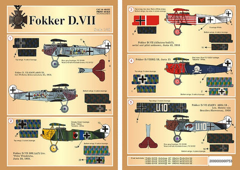 プリントスケール 48-025 1/48 フォッカー D VII Part 1 コンプリートセット