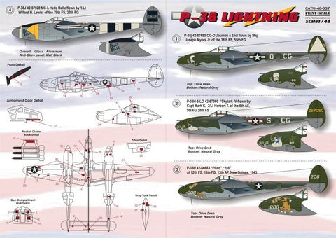 プリントスケール 48-037 1/48 P-38 ライトニング Part 2