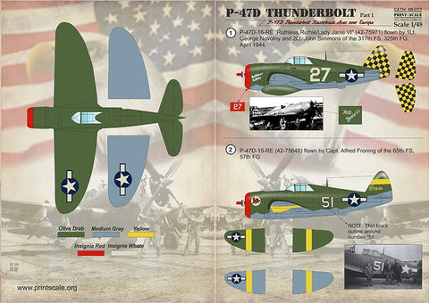 プリントスケール 48-077 1/48 P-47D サンダーボルトレイザーバック ヨーロッパのエース Part 1