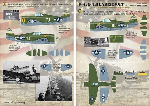 プリントスケール 48-078 1/48 P-47D サンダーボルトレイザーバック ヨーロッパのエース Part 2