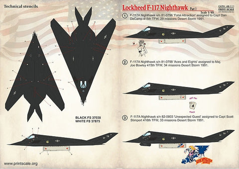 プリントスケール 48-111 1/48 ロッキード F-117 ナイトホーク Part 1