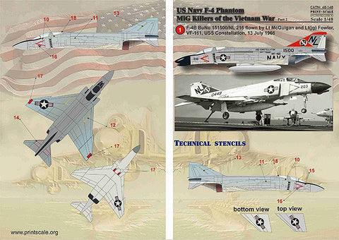 プリントスケール 48-148 1/48 アメリカ海軍 F-4 ファントム ベトナム戦争 Part2